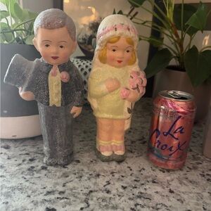 Vintage Bride and Groom Figurines - Gray and Cream